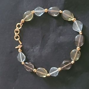 Anne Klein clear and yellow beaded goldtone necklace